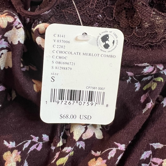 Free People Take it Away Bodysuit, Chocolate Merlot Combo, Size Small, NWT - Picture 6 of 10